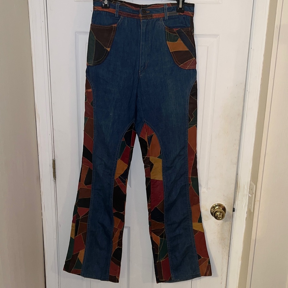 Kenneth Vintage 1970’s Jeans Leather Patches S